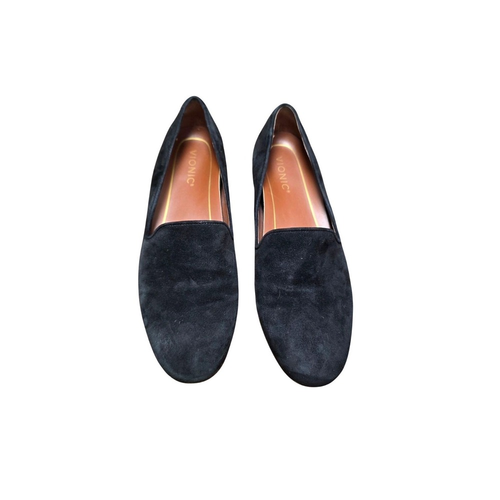 Vionic‎ Willa Black Suede Grunge Preppy Women's Loafers Size 8.5 Slip-On